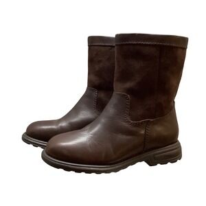 Larsen Brown Leather Suede Winter Boots Women's Size 5.5 Mid Calf Fur Lined